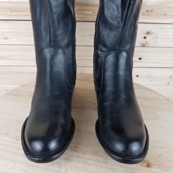 Born Womens 6 M North F71009 Black Leather Side Zip WIDE CALF Riding Boots NEW - Picture 2 of 13